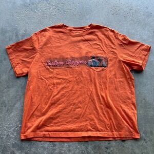 Custom Choppers Graphic T-Shirt Orange 3XL/3XG‎ Men's Short Sleeve